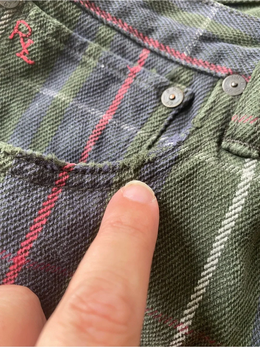 VTG Polo Ralph Lauren Varick Slim Straight Green Plaid Tartan Pants Preppy 32x30